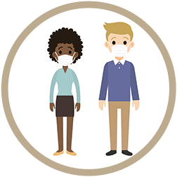 drawing of people wearing mask