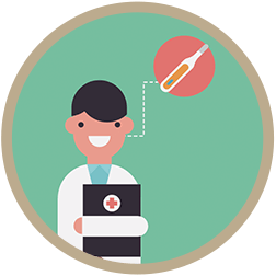 doctor takes temperature icon